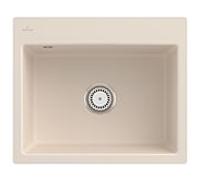 Villeroy und Boch évier Subway 33091FFU avec garniture de vidage et fonctionnement manuel, Ivoire