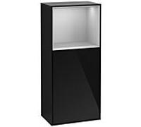 Villeroy und Boch Finion armoire côté F520GJPH 41.8cm, à gauche, la station de charge, une étagère gris mat Laque, Glossy Black Lacquer