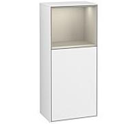 Villeroy und Boch Finion armoire côté F520HHGF 41.8cm, à gauche, la station de charge, une étagère Sand Matt Lacquer , laque blanc brillant