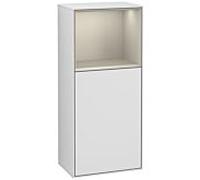 Villeroy und Boch Finion armoire côté F520HHMT 41.8cm, à gauche, la station de charge, une étagère Sand Matt Lacquer , laque mate blanche