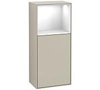 Villeroy und Boch Finion armoire latérale F500GFHH 41.8x93.6x27cm, gauche, étagère au-dessus Glossy White , Sand Matt Lacquer