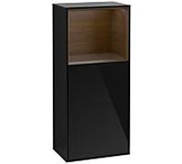 Villeroy und Boch Finion armoire latérale F500GNPH 41.8x93.6x27cm, gauche, étagère au-dessus Walnut Veneer , Glossy Black Lacquer