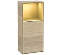 Villeroy et Boch Finion armoire latérale F500HFPC 41.8x93.6x27cm, gauche, étagère au dessus de l'or mat, Oak Veneer