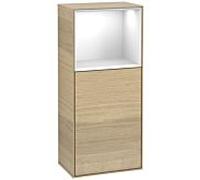 Villeroy und Boch Finion armoire latérale F510GFPC 41.8x93.6x27cm, droite, étagère au-dessus Glossy White , Oak Veneer