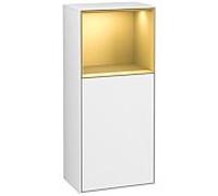 Villeroy und Boch Finion armoire latérale F510HFGF 41.8x93.6x27cm, droite, étagère au-dessus de l'or mat, laqué blanc brillant