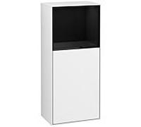 Villeroy und Boch Finion armoire latérale F510PHGF 41.8x93.6x27cm, droite, étagère au-dessus de Glossy Black, Glossy white laquer