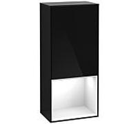 Villeroy und Boch Finion armoire latérale F540GFPH 41.8x93.6x27cm, gauche, étagère en dessous Glossy White , Glossy Black Lacquer