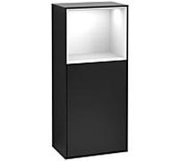 Villeroy und Boch Finion armoire latérale G530GFPD 41,8 cm, droite, station de charge, emotion, étagère laqué blanc brillant, laqué noir mat
