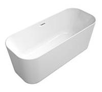 Villeroy und Boch Finion baignoire autoportante rectangulaire 177FIN7N1BCV4RW 170 x 70 cm, arrivée d'eau, tablier Color on Demand, blanc pierre, chromé