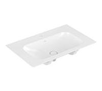Villeroy und Boch Finion bassin meubles 416481RW 80x50cm transpercé, pierre blanche C +, trou de robinetterie central, sans trop - plein