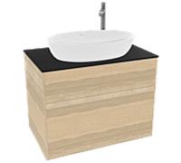 Villeroy & Boch V&B Meuble sous lavabo Finion 80x60,3 cm, plaque de séparation bleu mat, placage chêne Quantité:1