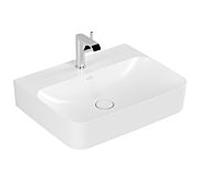 Villeroy und Boch Finion lavabo 416861RW 60x47cm, pierre blanche C +, trou de coq central percé, sans trop-plein