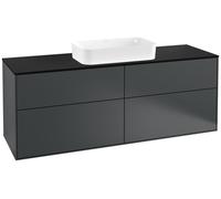 Villeroy und Boch Finion Meuble sous-lavabo, 1600x603x501mm, avec éclairage LED, plaque de recouvrement noir mat, G32200HG, Couleur: Laque mate bleu de minuit