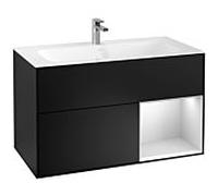 Villeroy und Boch Finion Villeroy und Boch F040MTPD 99,6x59,1x49,8cm, étagère à droite laqué blanc mat, laqué noir mat