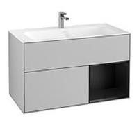 Villeroy und Boch Finion Villeroy und Boch F040PDGJ 99,6x59,1x49,8cm, étagère à droite laqué noir mat, gris clair mat