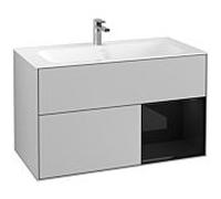 Villeroy und Boch Finion Villeroy und Boch F040PHGJ 99,6x59,1x49,8cm, étagère à droite Glossy Black Lacquer , gris clair mat