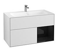 Villeroy und Boch Finion Villeroy und Boch F040PHMT 99,6x59,1x49,8cm, étagère à droite Glossy Black Lacquer , laqué blanc mat