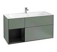 Villeroy und Boch Finion Villeroy und Boch F060PDGM 119,6x59,1cm, étagère gauche laqué noir mat, Olive Matt Lacquer