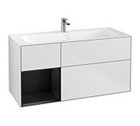 Villeroy und Boch Finion Villeroy und Boch F060PDMT 119,6x59,1cm, étagère gauche laqué noir mat, laqué blanc mat