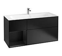 Villeroy et Boch Finion Villeroy et Boch F060PDPD 119,6x59,1cm, étagère gauche laqué noir mat, laqué noir mat