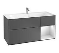 Villeroy und Boch Finion Villeroy und Boch F070MTGK 119,6x59,1cm, étagère à droite laqué blanc mat, anthracite mat