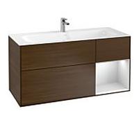 Villeroy und Boch Finion Villeroy und Boch F070MTGN 119,6x59,1cm, étagère droite laqué blanc mat, placage noyer