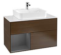 Villeroy & Boch V&B Meuble sous-lavabo Finion 100, Pl b m, Étagère gauche Anthracite m, veinage bois Quantité:1