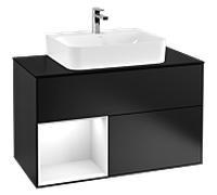Villeroy & Boch V&B Meuble sous lavabo Finion 100, Pl w m, Rg g laque blanc brillant, bleu mat laqué Quantité:1