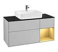 Villeroy et Boch Finion Villeroy et Boch F172HFGJ 120cm, plaque de finition noir mat, étagère droite or mat, gris clair mat