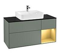 Villeroy und Boch Finion Villeroy und Boch F172HFGM 120cm, couvercle noir mat, étagère droite or mat, Olive Matt Lacquer