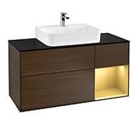 Villeroy & Boch V&B Meuble sous lavabo Finion 120 cm, Pl blanc mat, tiroir réglable, noyer veinée Quantité:1