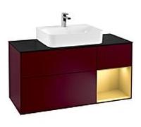 Villeroy und Boch Finion Villeroy und Boch F172HFHB 120cm, plaque de finition noir mat, étagère droite or mat, Peony Matt