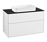 Villeroy und Boch Finion Villeroy und Boch F23200GF 100x60,3cm, plaque de finition noir mat, laqué blanc brillant