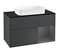 Villeroy und Boch Finion Villeroy und Boch F252GKHG 100x60,3cm, plaque de finition noir mat, étagère à droite Anthracite mat, Midnight Blue Matt Lacquer