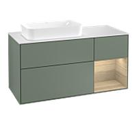 Villeroy & Boch V&B Meuble sous lavabo Finion 120 cm, Plaqué blanc mat, rangement droite, olivier mat laqué Quantité:1