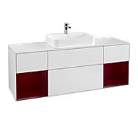 Villeroy und Boch Finion Villeroy und Boch F451HBMT 160x60,3cm, plaque de finition blanc mat, étagères Peony laqué mat, blanc laqué mat