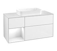 Villeroy und Boch Finion Villeroy und Boch F701GFGF 120x60.3x50.1cm, étagère à gauche laqué blanc brillant, laqué blanc brillant