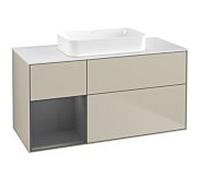 Villeroy und Boch Finion Villeroy und Boch F701GKHH 120x60.3x50.1cm, étagère gauche anthracite mat, Sand Matt Lacquer