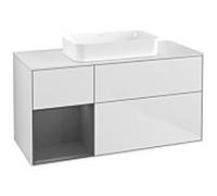 Villeroy und Boch Finion Villeroy und Boch F701GKMT 120x60,3x50,1cm, étagère gauche anthracite mat, blanc laqué mat