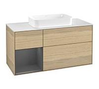 Villeroy und Boch Finion Villeroy und Boch F701GKPC 120x60.3x50.1cm, étagère gauche anthracite mat, Oak Veneer