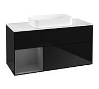 Villeroy und Boch Finion Villeroy und Boch F701GKPH 120x60.3x50.1cm, étagère gauche anthracite mat, Glossy Black Lacquer