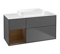 Villeroy und Boch Finion Villeroy und Boch F701GNGK 120x60,3x50,1cm, étagère gauche placage noyer, anthracite mat