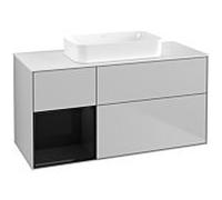 Villeroy und Boch Finion Villeroy und Boch F701PHGJ 120x60.3x50.1cm, étagère à gauche Glossy Black Lacquer , gris clair mat