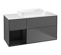 Villeroy und Boch Finion Villeroy und Boch F701PHGK 120x60.3x50.1cm, étagère à gauche Glossy Black Lacquer , anthracite mat