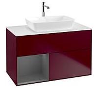 Villeroy und Boch Finion Villeroy und Boch F771GKHB 100cm, plaque de finition blanc mat, étagères laqué mat anthracite, Peony Matt