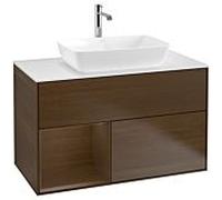 Villeroy und Boch Finion Villeroy und Boch F771GNGN 100cm, plaque de finition blanc mat, étagères Walnut Veneer , placage Walnut Veneer