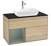 Villeroy & Boch V&B Meuble sous lavabo Finion 100, Pl bleu mat, tiroir huile mat, poignée ven Quantité:1