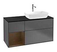 Villeroy und Boch Finion Villeroy und Boch F802GNGK 120cm, plaque de finition noir mat, étagères Walnut Veneer , anthracite mat