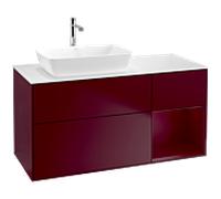 Villeroy und Boch Finion Villeroy und Boch F811HBHB 120cm, couvercle blanc mat, étagères Peony laqué mat, Peony Matt