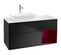 Villeroy und Boch Finion Villeroy und Boch F811HBPD 120cm, plaque de recouvrement blanc mat, étagères Peony laqué mat, laqué noir mat